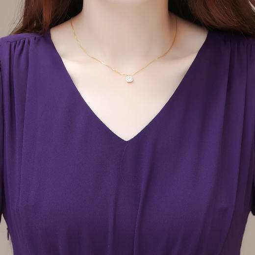 QYM L2320-Y雪纺连衣裙\纯色\优雅气质大摆裙 商品图3