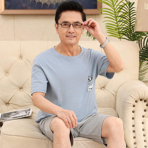 夏日轻松舒适，新款睡衣男短袖短裤套装，中老年爸爸大码休闲家居服。慵懒的周末穿着它，早晨出门也可以外穿。让你更加自信、舒适和时尚！父亲节 商品图2