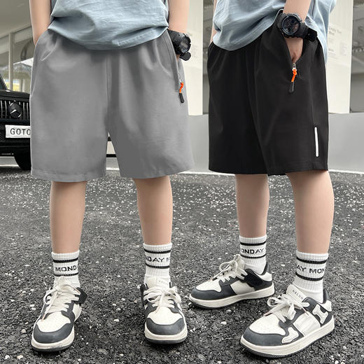 【超薄冰丝，运动潮酷两不误】童装男童短裤夏外穿，儿童裤子中大童冰丝薄款五分裤，夏天就要穿的薄，冰感面料有效降温，时刻保持肌肤干爽不粘腻-SH 商品图0