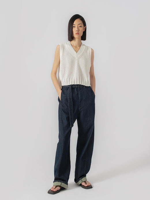 322工房重塑经典和纸纱棉针织马甲2023春夏款V领百搭无袖背心B069 商品图2