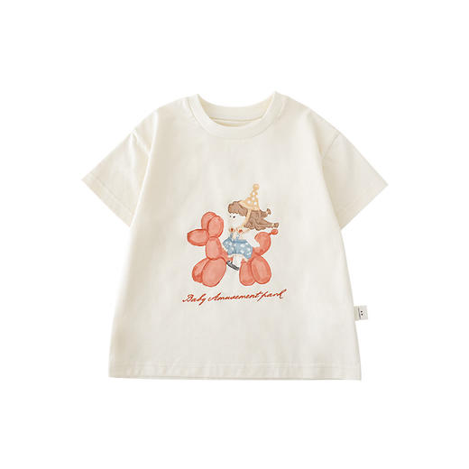 【经典小圆领，内力包条贴身舒适无束缚】女童春夏宽松童装T恤，胸前数码印花工艺，色泽牢固不易脱落，趣味印花弹力针织纯棉男宝宝短袖复古舒适潮-SH 商品图5