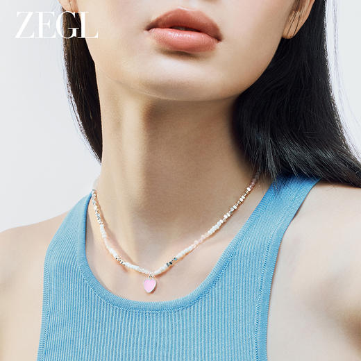 ZEGL爱心串珠项链女轻奢小众2023年新款爆款甜酷风夏季米珠锁骨链 商品图4