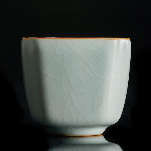 丰子汝窑【高四方杯】开片可养天青汝瓷主人茶杯个人品茗茶盏  115ml 商品图6