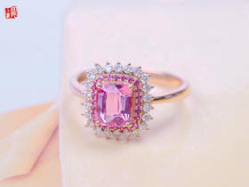 【韵嫣】18K金镶 帕帕拉恰蓝宝石戒指，主石1.56ct