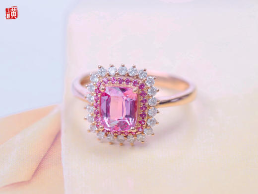 【韵嫣】18K金镶 帕帕拉恰蓝宝石戒指，主石1.56ct 商品图0