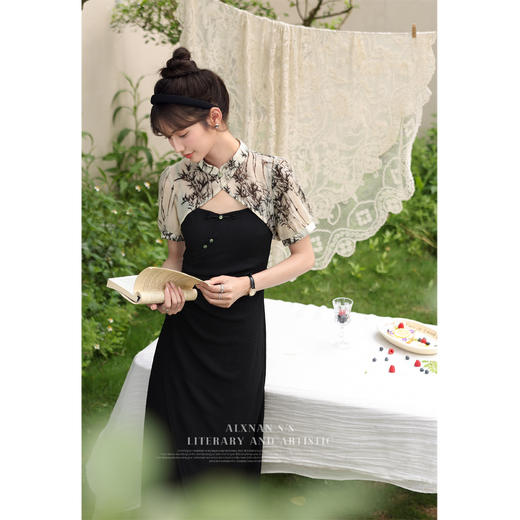 鹿向南《墨烟竹》新中式改良旗袍女开衫外套 LXN30310-1 商品图0