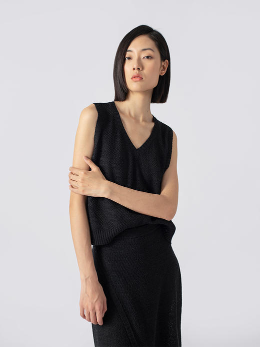 322工房重塑经典和纸纱棉纹理针织背心2023春夏性感打底马甲B066 商品图0