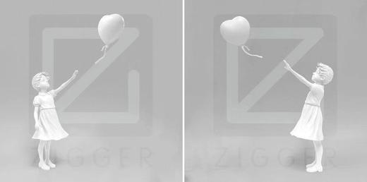 Banksy the girl with heart balloon- 全白 商品图3