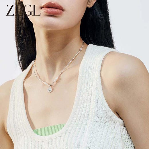 ZEGL碎银子淡水珍珠项链女轻奢小众高级感2023新款爆款爱心锁骨链 商品图3