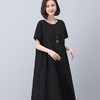 棉质文艺复古风，大码宽松妈妈装纯色连衣裙HR-WG86669 商品缩略图3