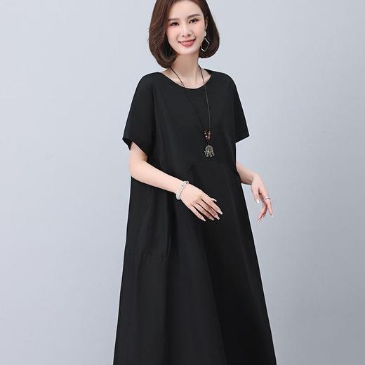 棉质文艺复古风，大码宽松妈妈装纯色连衣裙HR-WG86669 商品图3