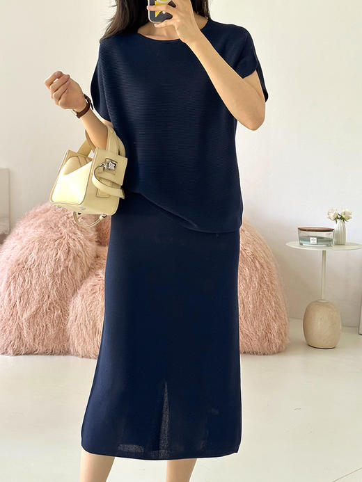 一体织亚麻混纺套装连衣裙 商品图2