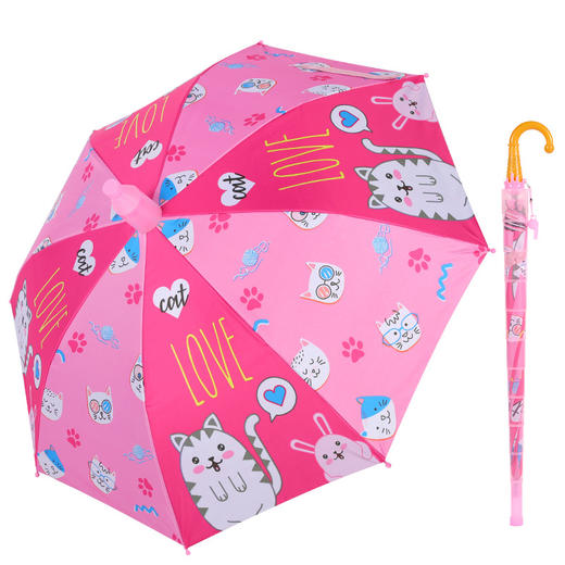 「童趣印花！晴雨两用」儿童雨伞男童女童小学生幼儿园宝宝可爱便携轻居家日用安全卡通长柄伞 商品图4