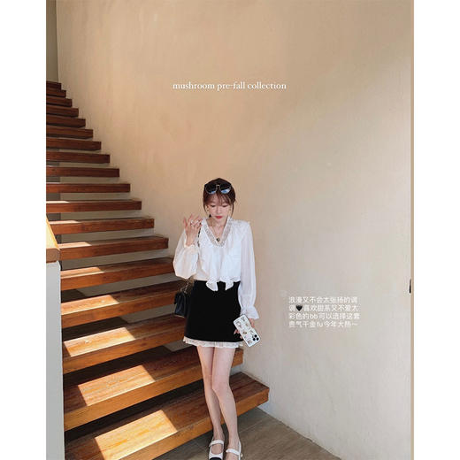 金蘑菇菇【新月美术馆】日常轻仪式感丝绒裙法式气质蕾丝连衣裙 商品图3