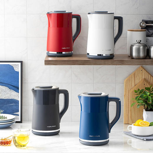 摩飞电器（Morphyrichards） 家用烧水壶304不锈钢电热水壶双层防烫实时显温MR6070 轻奢蓝 商品图1