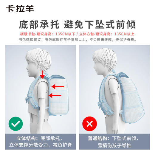 卡拉羊小学生1-3-6年级18L-20L防下坠减负立体方包皇佳学院 CX2163+CX2596 商品图8