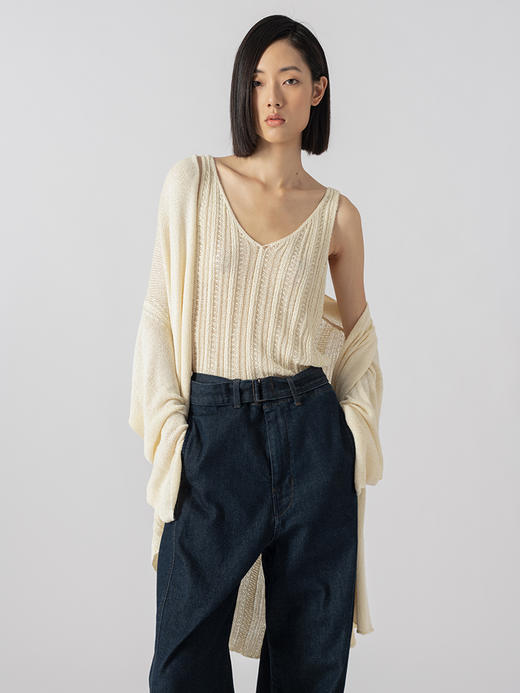 322工房经典再造真丝长袖针织开衫2023新春夏轻薄空调衫外套B065 商品图3