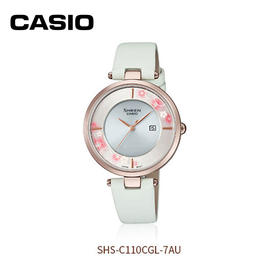 【时计廊】卡西欧（CASIO）女表SHEEN系列时尚女士手表日韩表礼物送女友 皮革表带SHS-C110CGL-7A