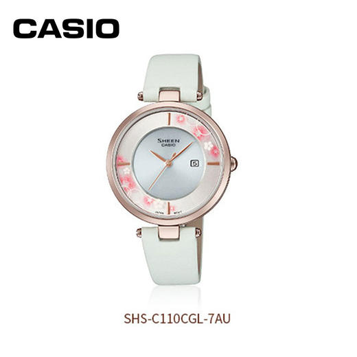 【时计廊】卡西欧（CASIO）女表SHEEN系列时尚女士手表日韩表礼物送女友 皮革表带SHS-C110CGL-7A 商品图0