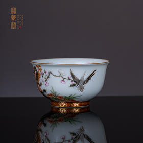 粉彩矾红描金喜上眉梢主人杯