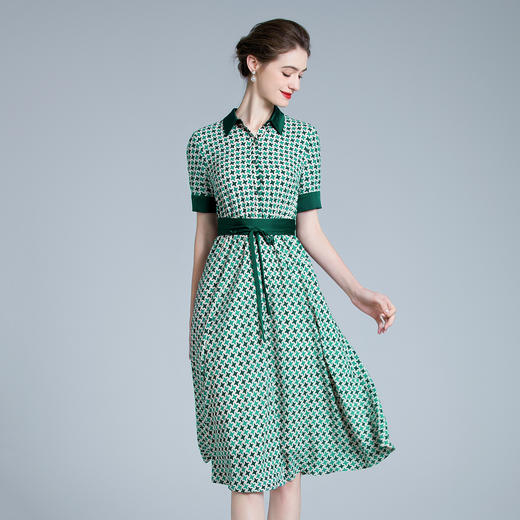 DNO-3DA8857夏季休闲裙子大码收腰显瘦连衣裙 商品图0