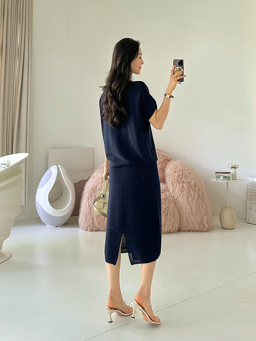 一体织亚麻混纺套装连衣裙 商品图4