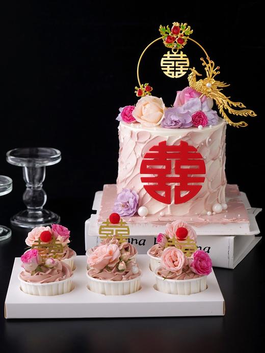 婚礼蛋糕&复古红双喜凤凰石榴圆喜 商品图1