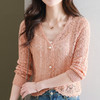镂空开衫女外套，针织空调衫长袖V领蕾丝夏季轻熟气质宽松上衣CC-11-68090 商品缩略图1