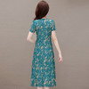 蓝色印花连衣裙，时尚中长裙复古改良旗袍裙QYM-KED-H1198-Y 商品缩略图2