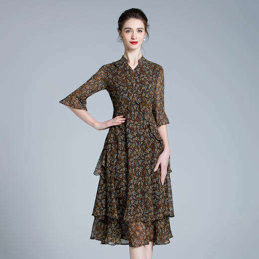 DNO-3DA8940-1碎花连衣裙多层花摆薄款时尚大码宴会可穿裙子 商品图1