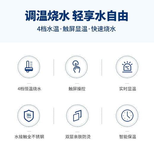 摩飞电器（Morphyrichards） 家用烧水壶304不锈钢电热水壶双层防烫实时显温MR6070 轻奢蓝 商品图4