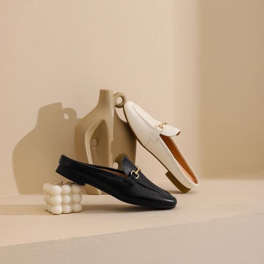 西村名物2023夏季新款通勤牛皮穆勒鞋时尚外穿舒适包头拖鞋13481 商品图1