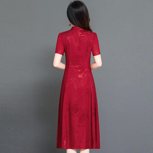 时尚气质，红色中长款连衣裙QYM-TYH-239338-Y 商品图2