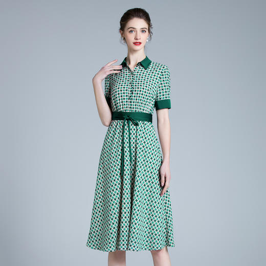 DNO-3DA8857夏季休闲裙子大码收腰显瘦连衣裙 商品图1