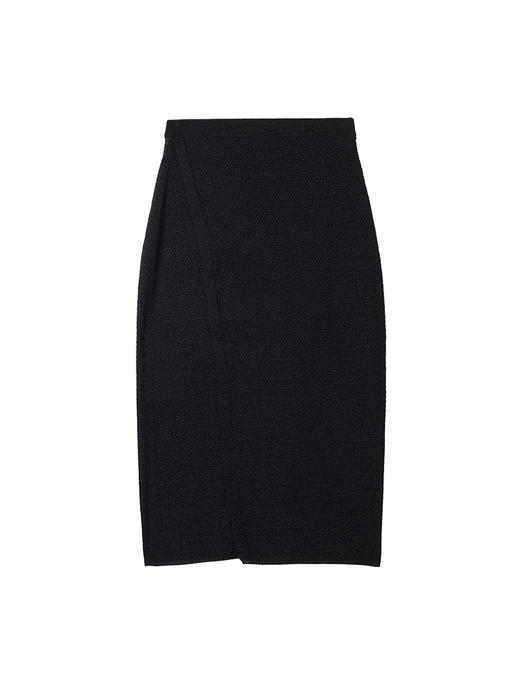 322工房经典再造和纸纱开叉针织半身裙2023春夏中长纯色裙子B067 商品图4