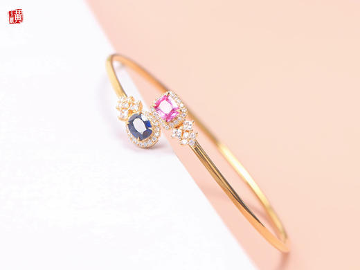 【柚念】18k金镶 帕帕拉恰蓝宝石手镯，主石1.36ct 商品图0