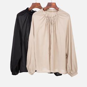 木耳边系带衬衫