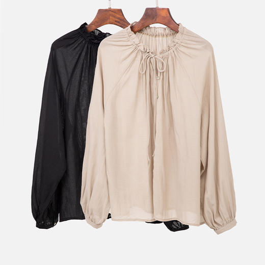 木耳边系带衬衫 商品图0