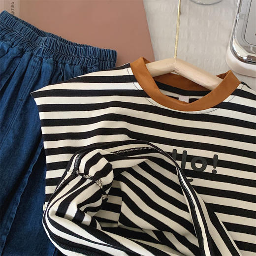 【冰丝凉爽透气，松紧裤腰带】2023夏季新款冰丝牛仔童装，圆领条纹设计凉爽透气不起球，儿童韩版冰瓷棉无袖套装男童痞帅一套-SH 商品图5