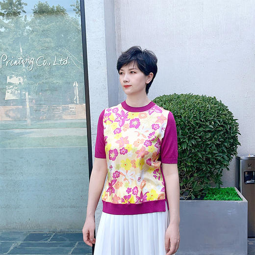 圣三利女装新春季拼接款花色针织衫SL121M10 商品图5