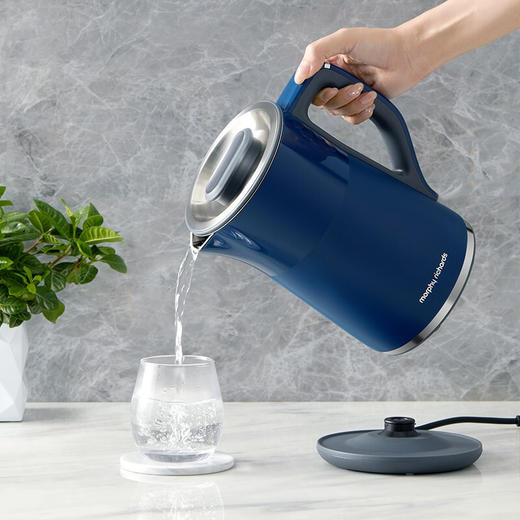 摩飞电器（Morphyrichards） 家用烧水壶304不锈钢电热水壶双层防烫实时显温MR6070 轻奢蓝 商品图0