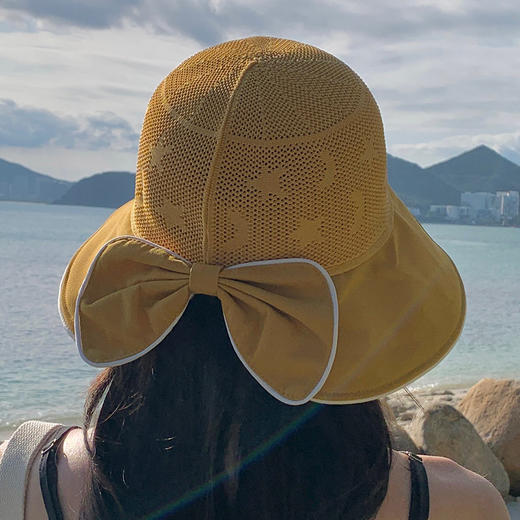 韩版拼色蝴蝶结渔夫帽遮阳帽帽黑胶太阳帽JC-M2291 商品图2