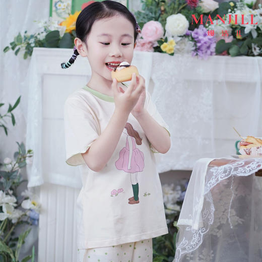 【130-140码】【商场同款】熳洁儿 夏季儿童家居服可爱95棉套装短袖短裤23203663 商品图7