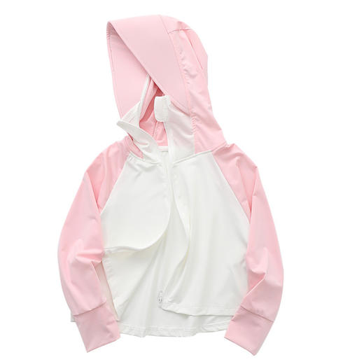 【拼色冰清系列防晒衣】身体面部无死角防晒，柔滑亲肤轻薄舒适，透气防闷简约好搭儿童防晒衣夏天透气大帽檐拼色冰感防蚊皮肤衣，男女宝宝户外防晒服 商品图9