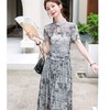 简洁优雅，美观大方高腰A裙新中式风印花套装HR-WZ23299 商品缩略图1