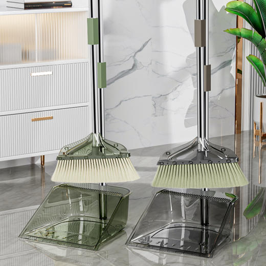「颜值派！三款配色」透明扫把套装 组合居家日用软毛扫帚簸箕卫生间不粘毛发垃圾铲笤帚清洁工具 商品图0