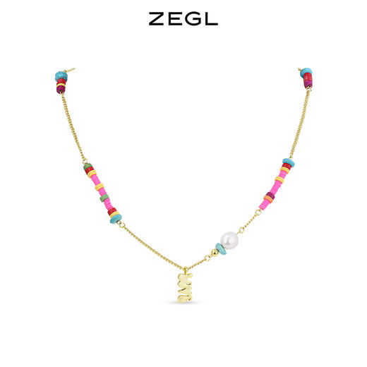 ZEGL巴洛克淡水珍珠项链女轻奢小众夏日多巴胺穿搭彩色串珠锁骨链 商品图1