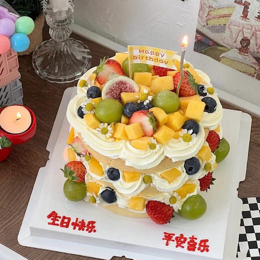 芒果泡泡 新鲜水果生日蛋糕（百分百进口动物奶油） 商品图0