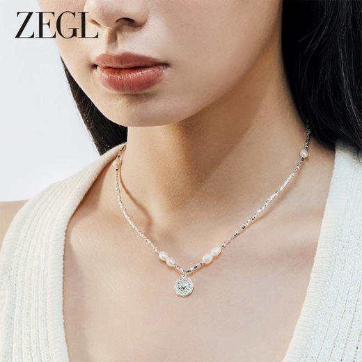 ZEGL碎银子淡水珍珠项链女轻奢小众高级感2023新款爆款爱心锁骨链 商品图2