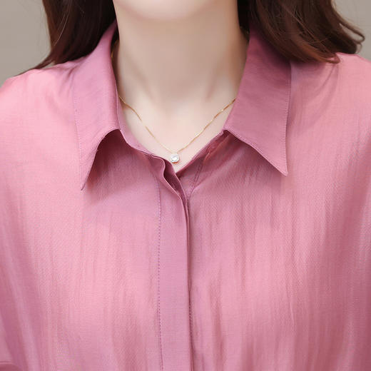 松紧腰时尚休闲套头小衫，POLO领短袖气质修身雪纺衫QYM- AH-23A1879-L 商品图3